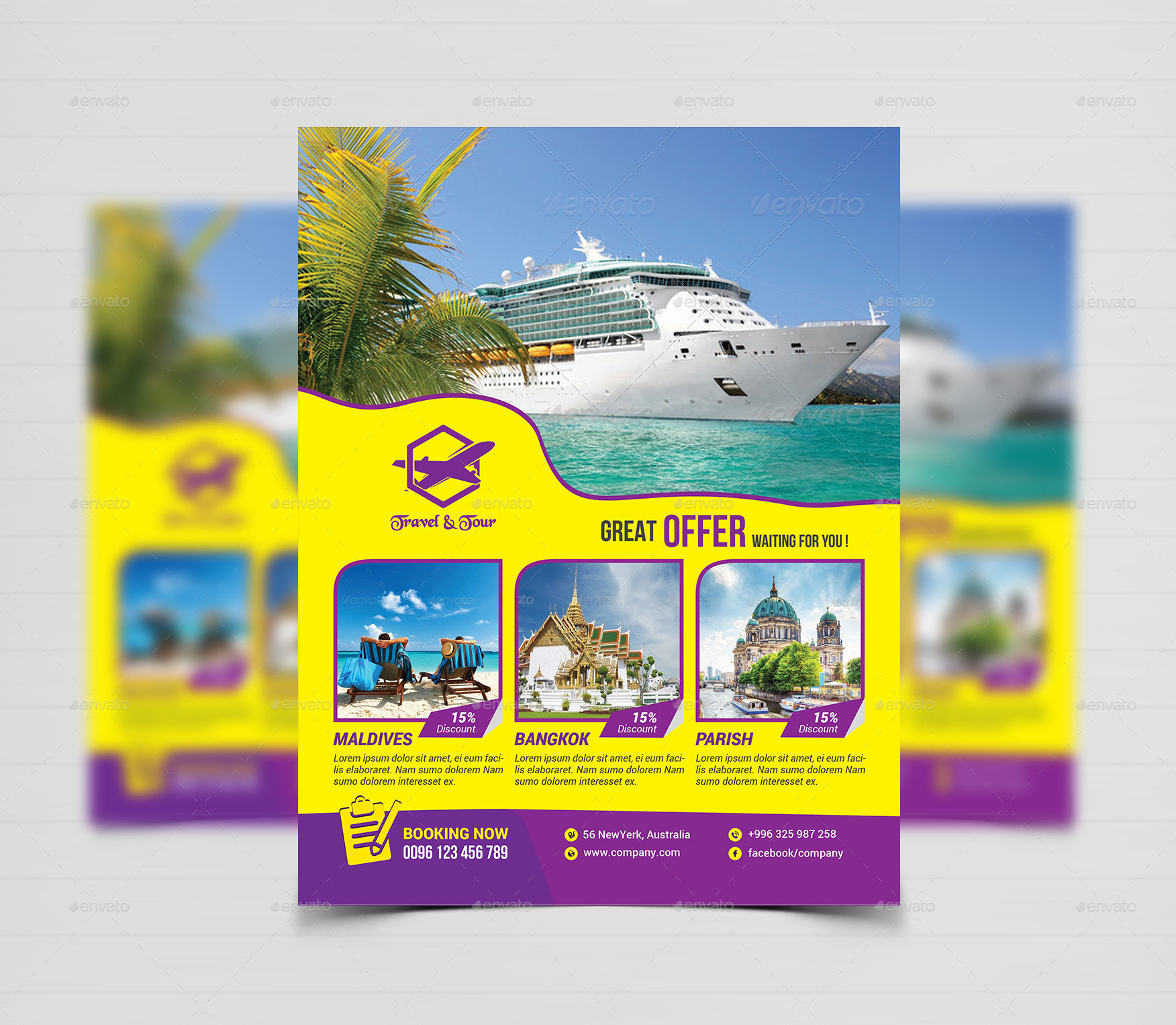 travel tours flyer templates by creative touch graphicriver theme paper for flyers boat ride