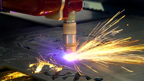 CNC Laser Plasma Cutting of Metal, Modern Industrial Technology. alt