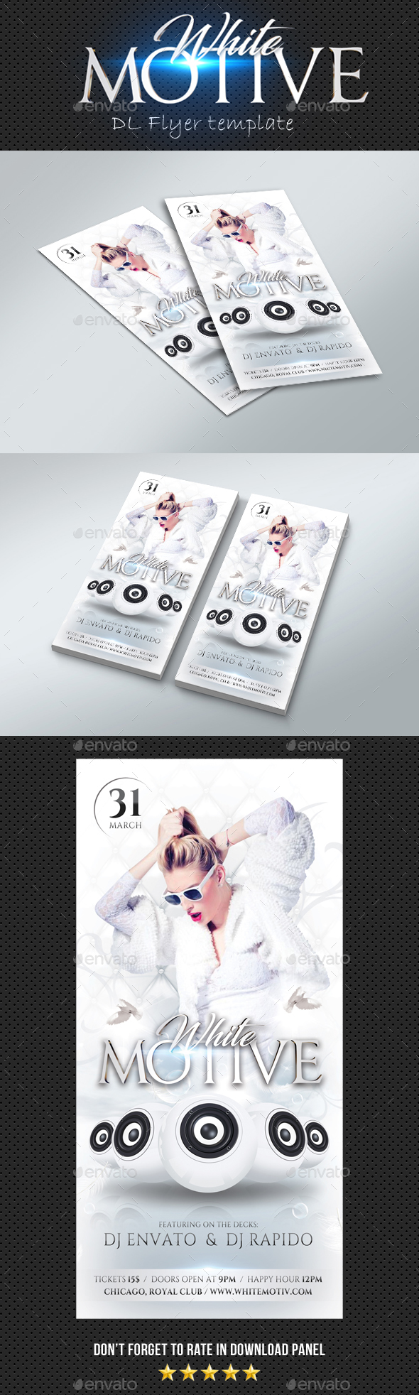 DL White Motive Flyer - Clubs & Parties Events
