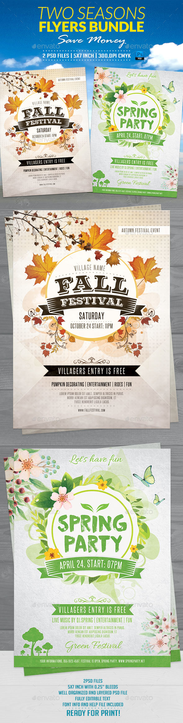 Two Seasons Flyers Bundle - Flyers Print Templates