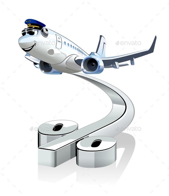 Vector Cartoon Airliner - Man-made Objects Objects