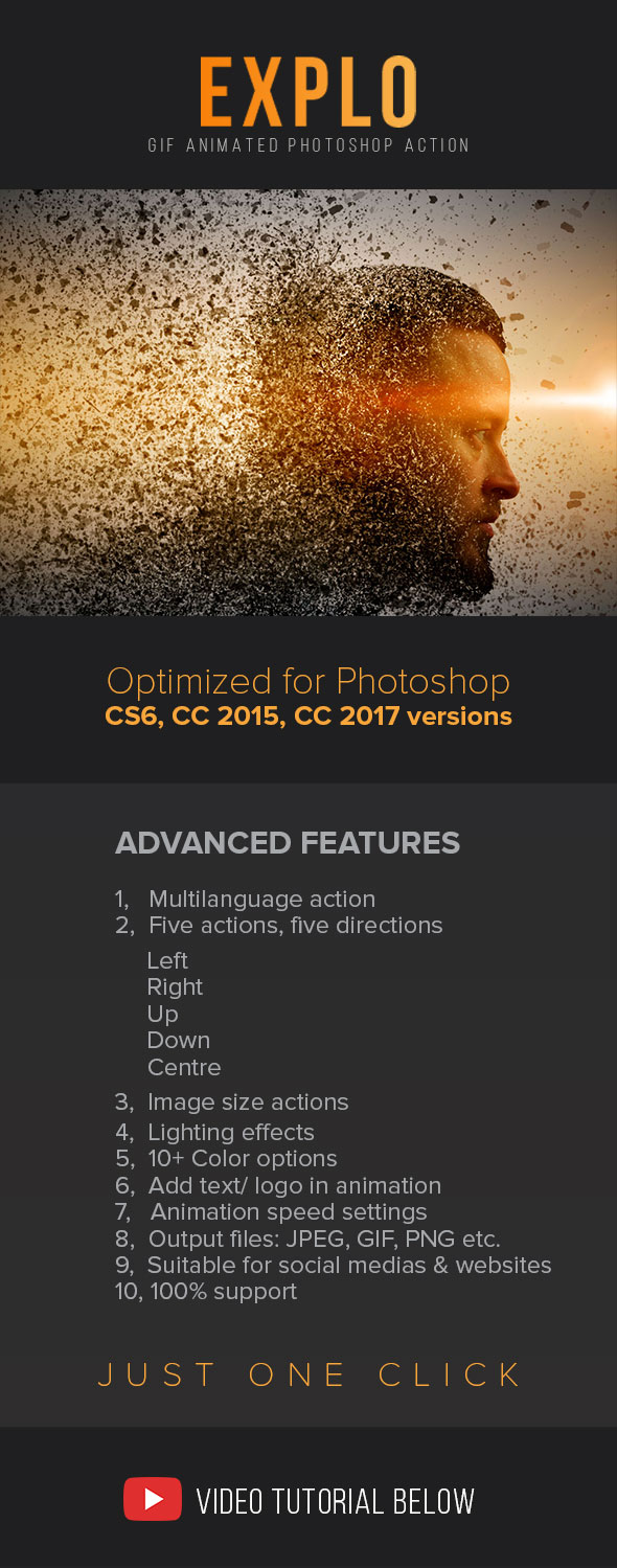Gif Animated Explo Photoshop Action - Photo Effects Actions