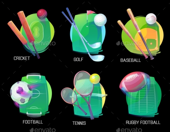 Tennis and Soccer, Rugby and Baseball Sports - Sports/Activity Conceptual