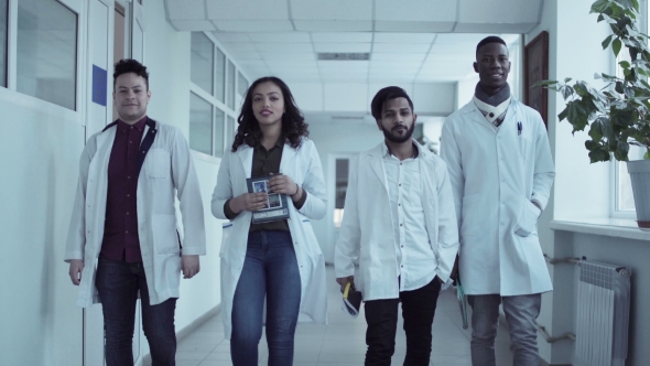 Medical College Students in Corridor alt