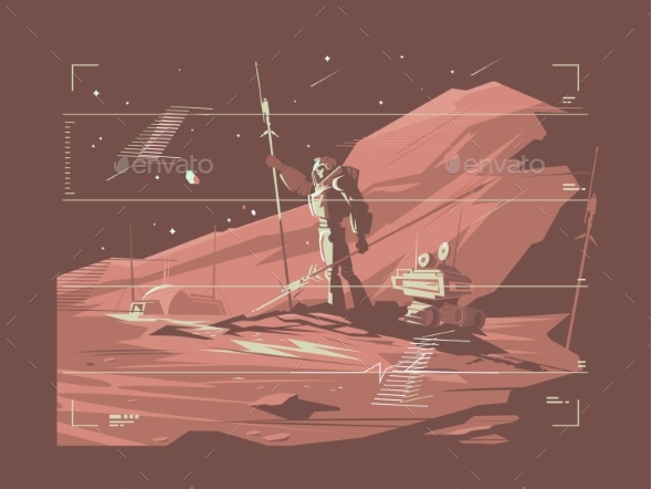 Human Life on Surface of Planet Mars - Miscellaneous Vectors