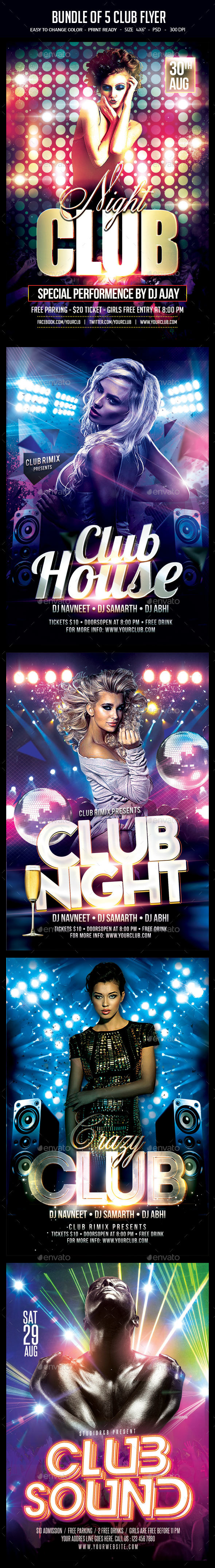 Bundle of 5 Club Flyer - Clubs & Parties Events