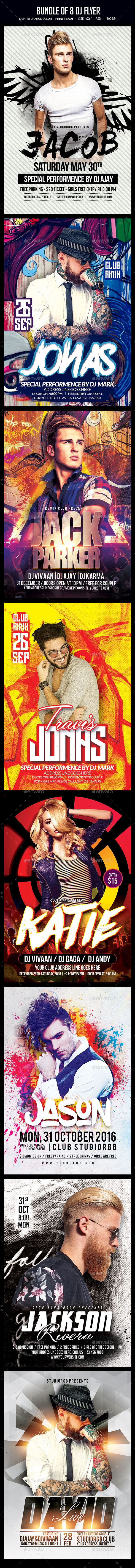 Bundle of 8 Guest Dj Flyers - Clubs & Parties Events