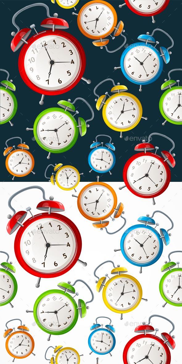 Alarm Clock Pattern Background. Vector - Patterns Decorative