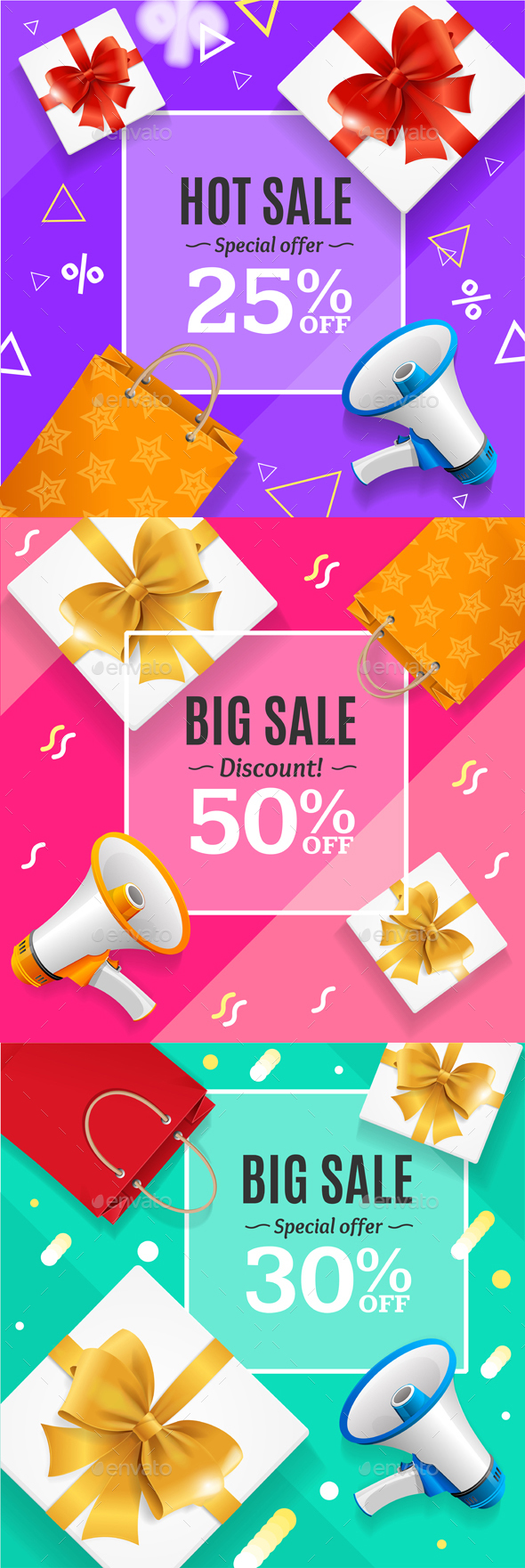 Big Sale Banner Card or Poster Set. Vector - Commercial / Shopping Conceptual