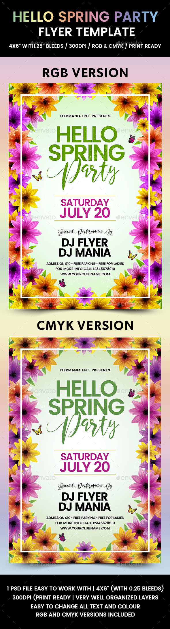 Hello Spring Party Flyer Template - Events Flyers