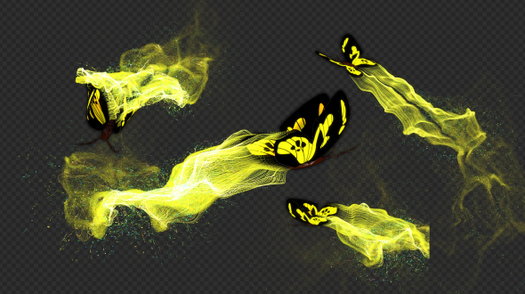 Light Yellow Butterfly Gorgeous Particle Light Trailing Flying V1
