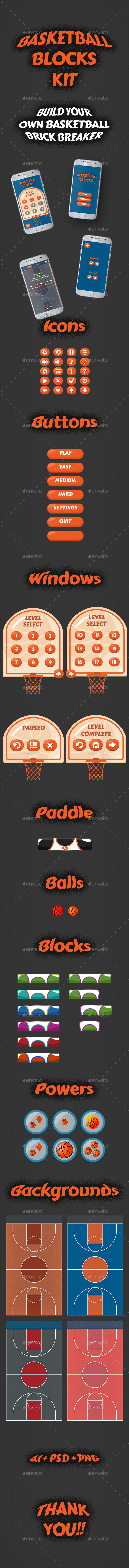 Basketball Brick Breaking Game Kit - Game Kits Game Assets