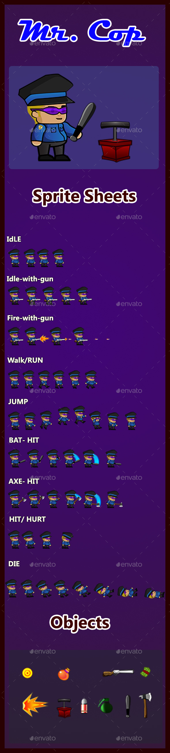 Mr. Cop - Sprites Game Assets