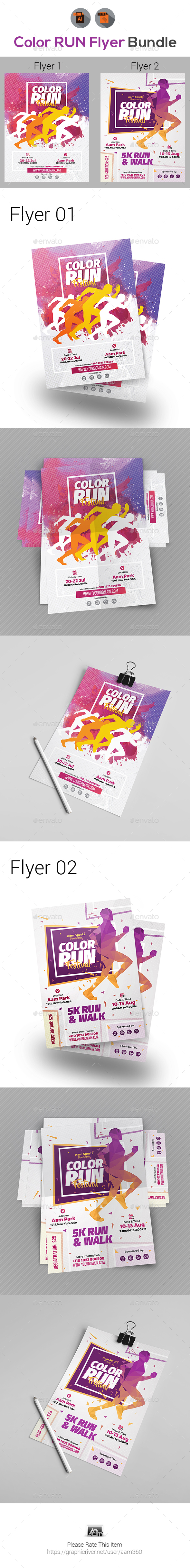 Color Run Festival Flyers Bundle - Events Flyers