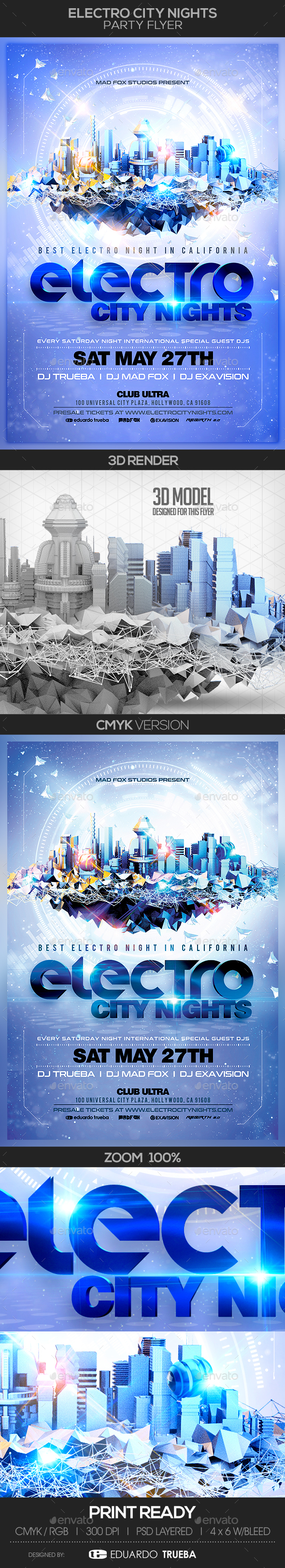 Electro City Nights Party Flyer - Events Flyers