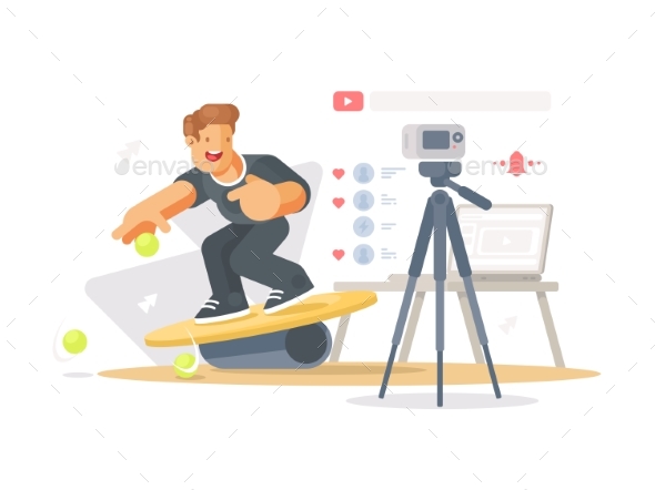 Blogger Shoots Video - People Characters