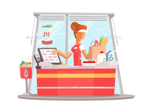 Young Girl Cashier - People Characters