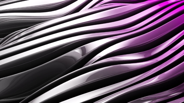 Metallic Wave Shapes Flowing Motion, Glossy Hi-tech Futuristic Style