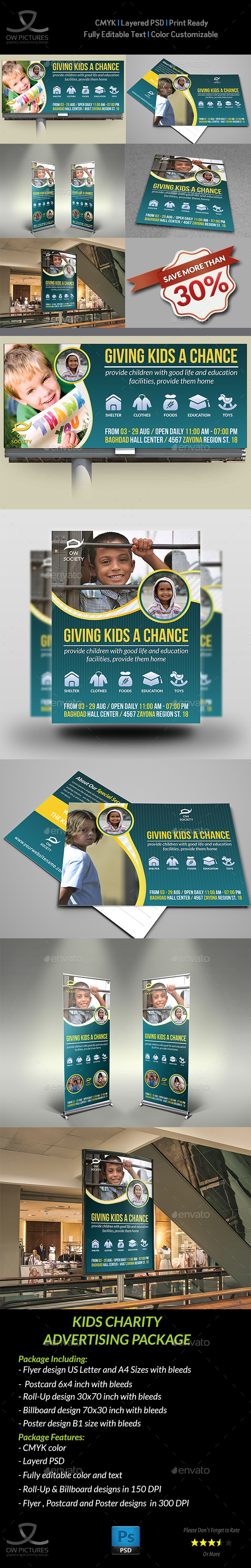 Kids Charity Advertising Bundle Template - Signage Print Templates