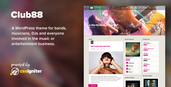 Club88 - Premium Music WordPress Theme - Music and Bands Entertainment