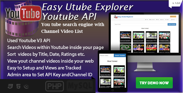 Easy Utube Explorer - Youtube API based Channel and Search - CodeCanyon Item for Sale