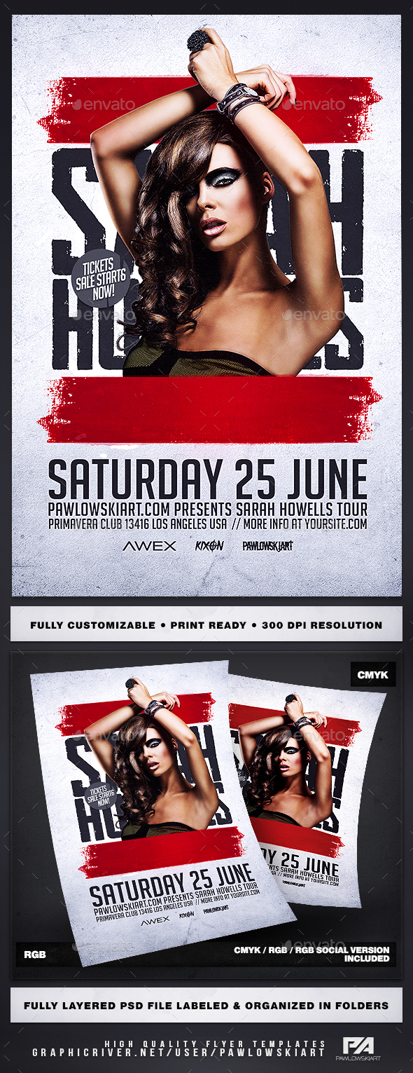 Electro DJ World Tour Flyer Template - Clubs & Parties Events