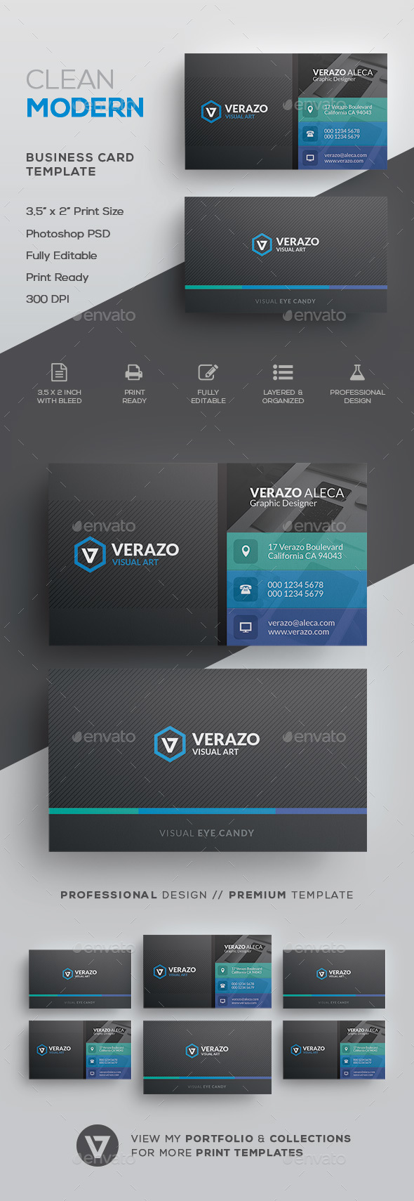 Clean Modern Business Card Template - Corporate Business Cards