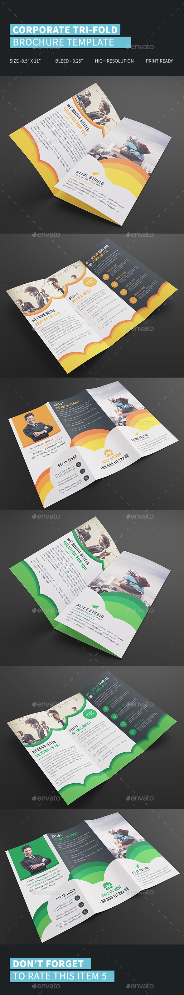 Corporate Tri-Fold Brochure Template - Corporate Brochures