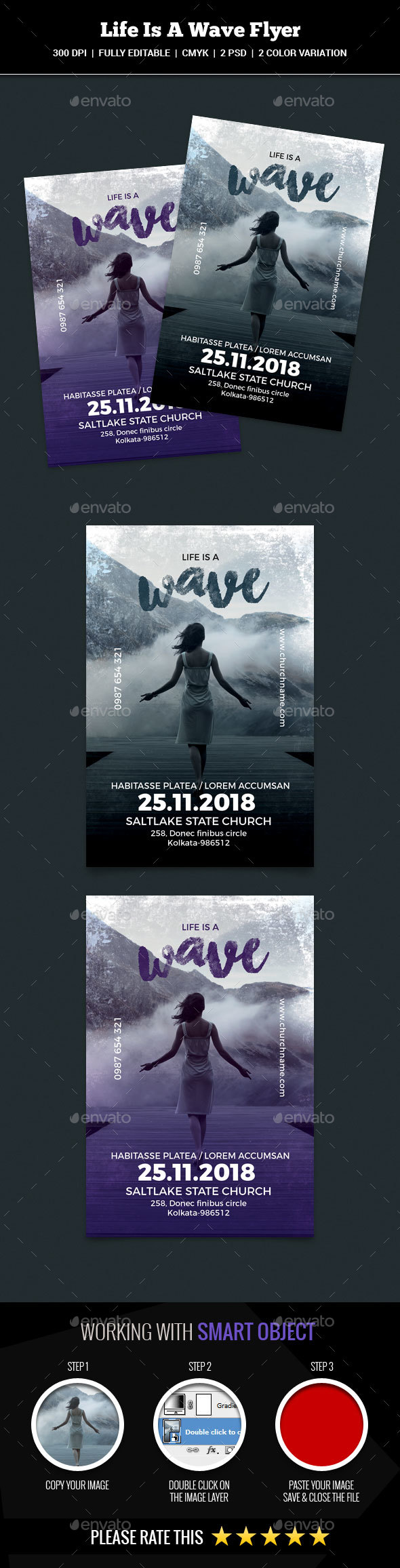 Life Is A Wave Flyer - Church Flyers