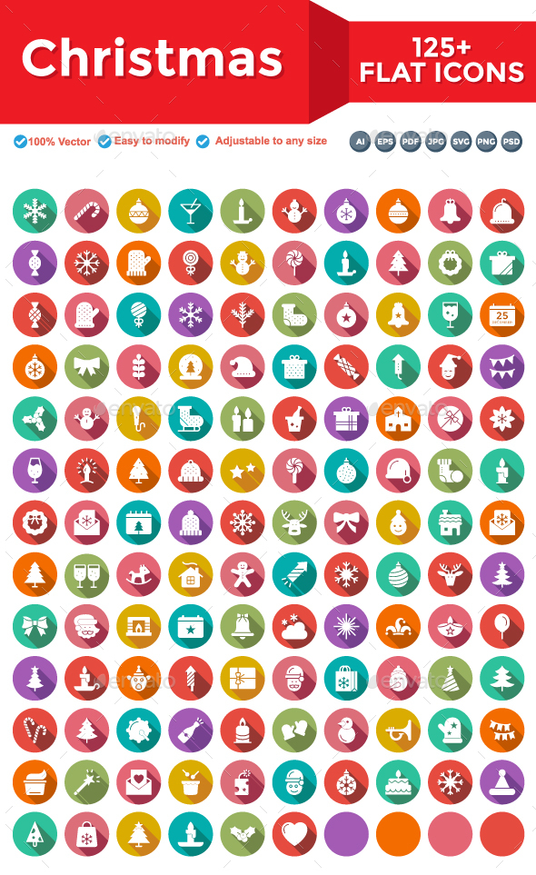Christmas Flat Circle with Shadow icons - Miscellaneous Icons