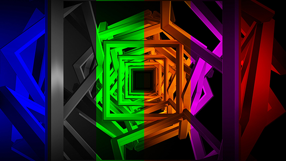 Tunnel Of Repeated Squares Of 6 Colors