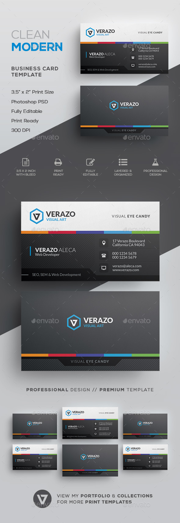Stylish Multicolor Business Card Template - Corporate Business Cards