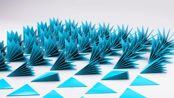 3d Geometrical Prickly Triangles Thorns on White Floor Animation