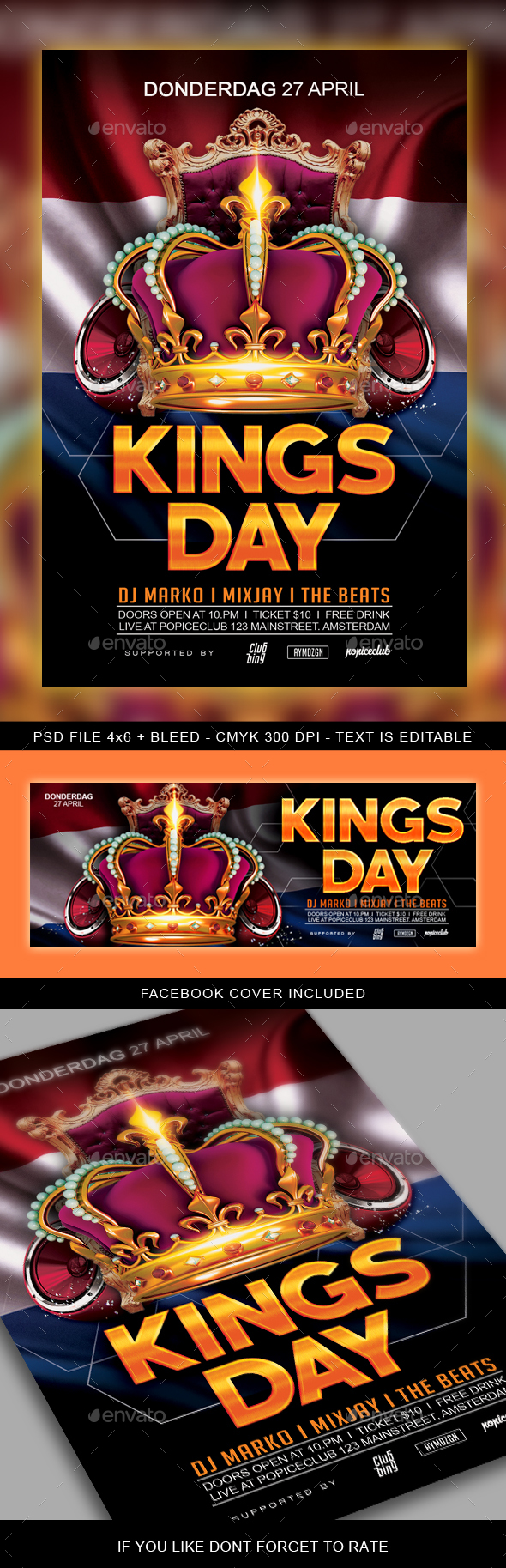 King's Day / Koningsdag Party Flyer - Clubs & Parties Events