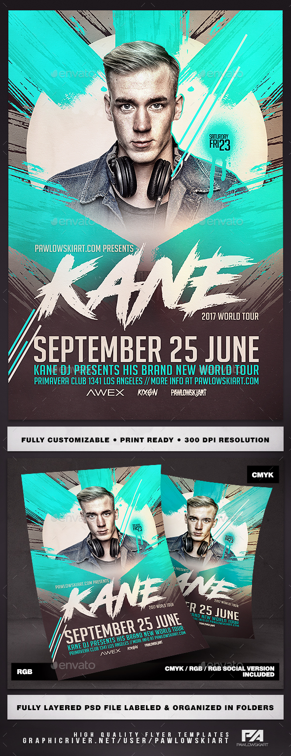 Electro DJ World Tour v2 Flyer Template - Clubs & Parties Events