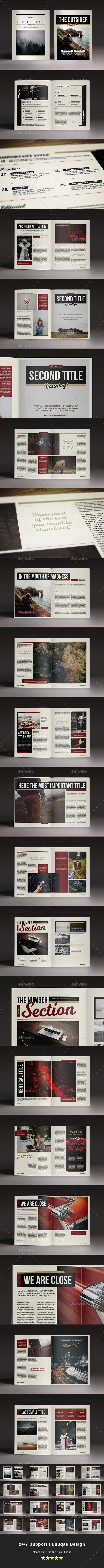 The Outsider Indesign Magazine Template - Magazines Print Templates