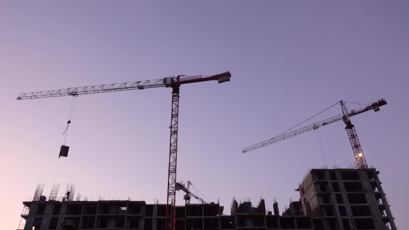 Crane Works at Construction Site