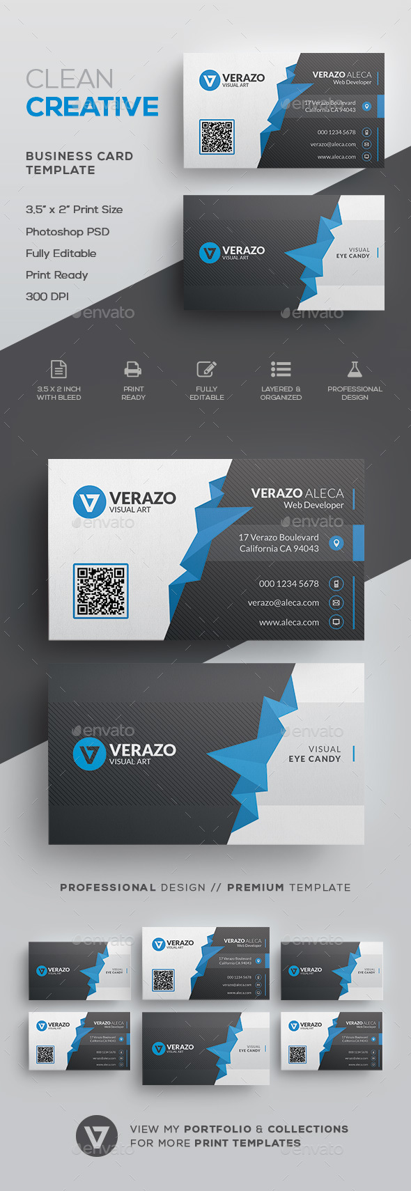 Clean Polygon Business Card Template - Corporate Business Cards