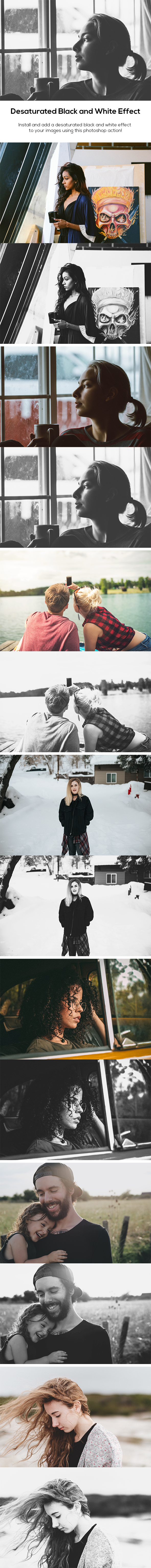 Desaturated Black and White Effect - Photo Effects Actions