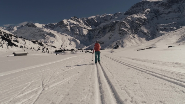 Cross-country Skiing in Mountain Valley