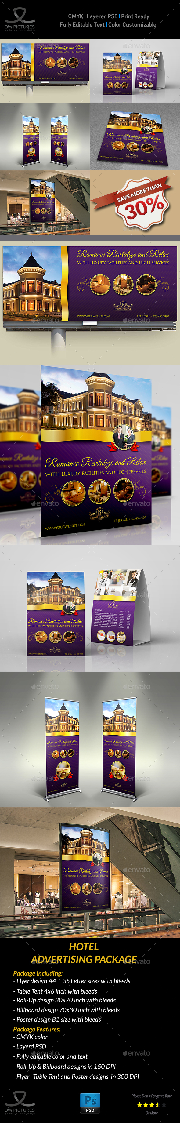 Hotel Advertising Bundle - Signage Print Templates