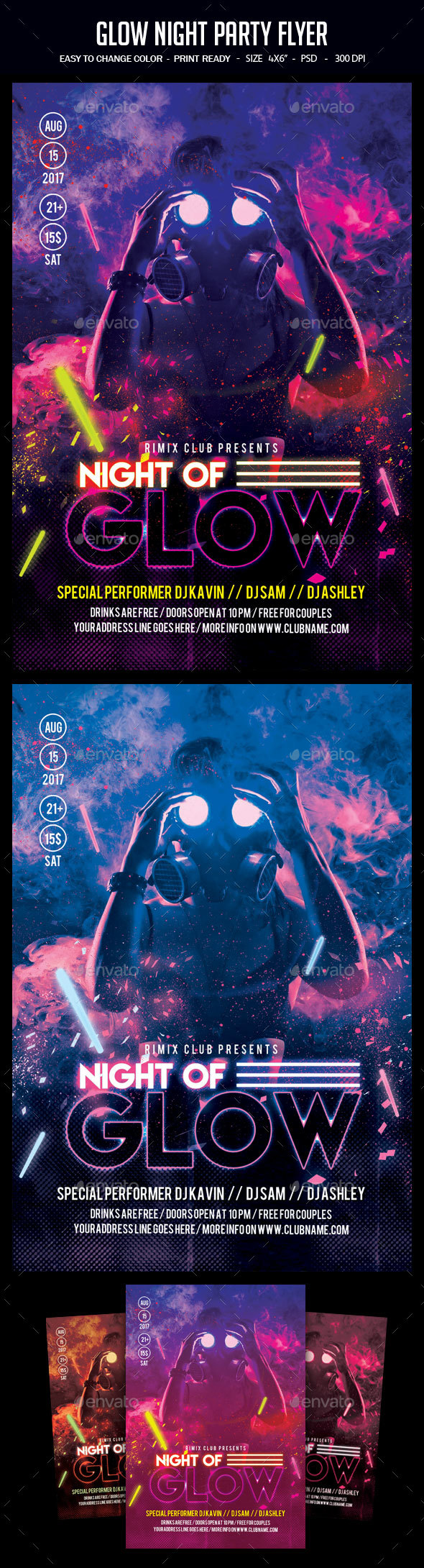 Glow Night Party Flyer - Clubs & Parties Events
