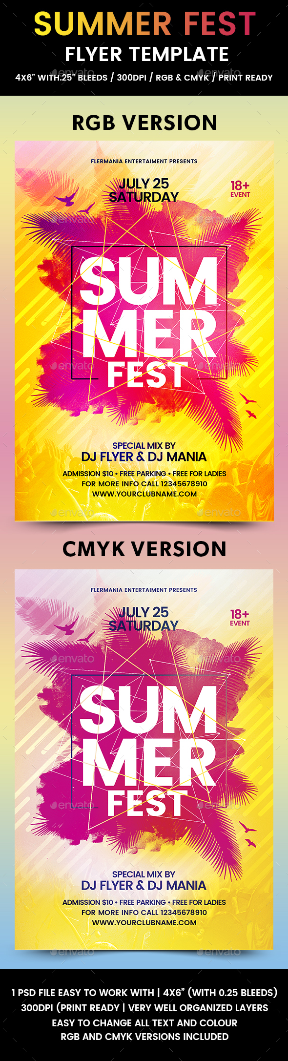 Summer Fest Flyer Template - Clubs & Parties Events