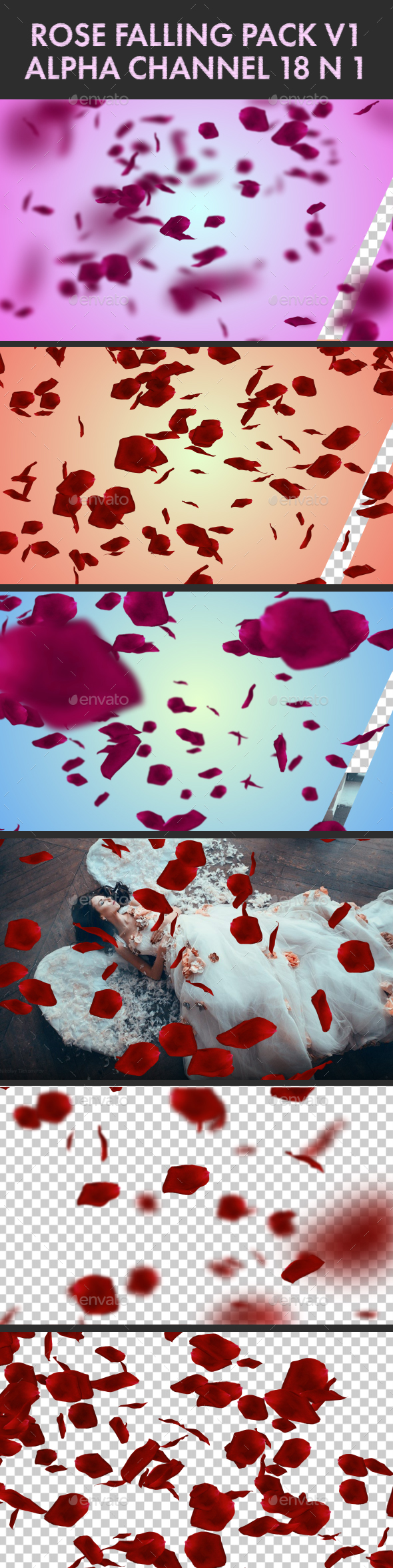 Falling Rose Petals Pack V1 18 n 1 - Nature Backgrounds