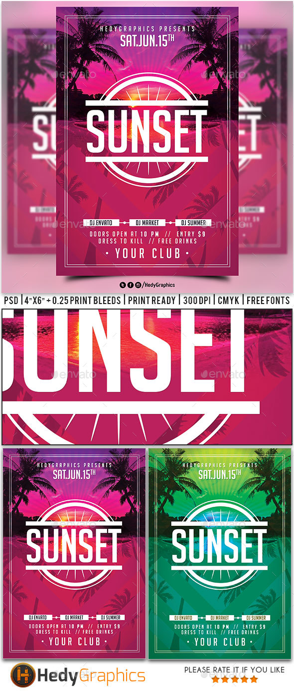 Sunset Flyer - Clubs & Parties Events