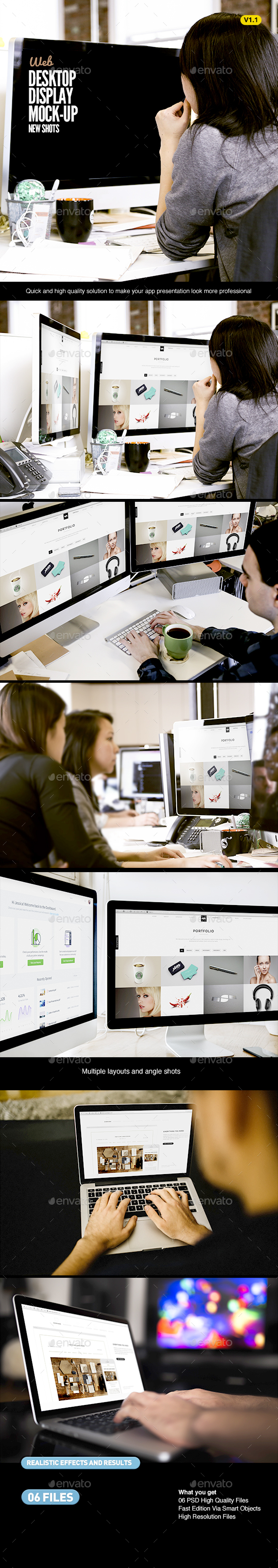 Desktop Screen Work Display Mock-Up - Displays Product Mock-Ups