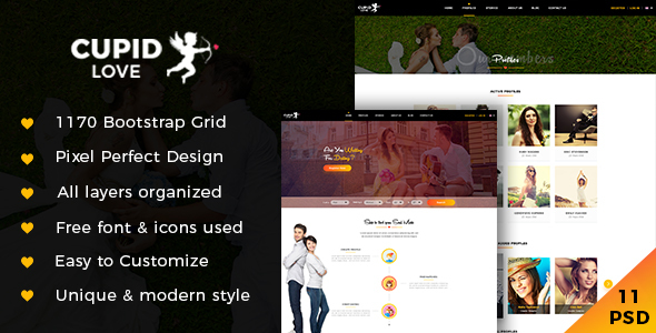 CUPID LOVE - Dating Website PSD Template - PSD Templates