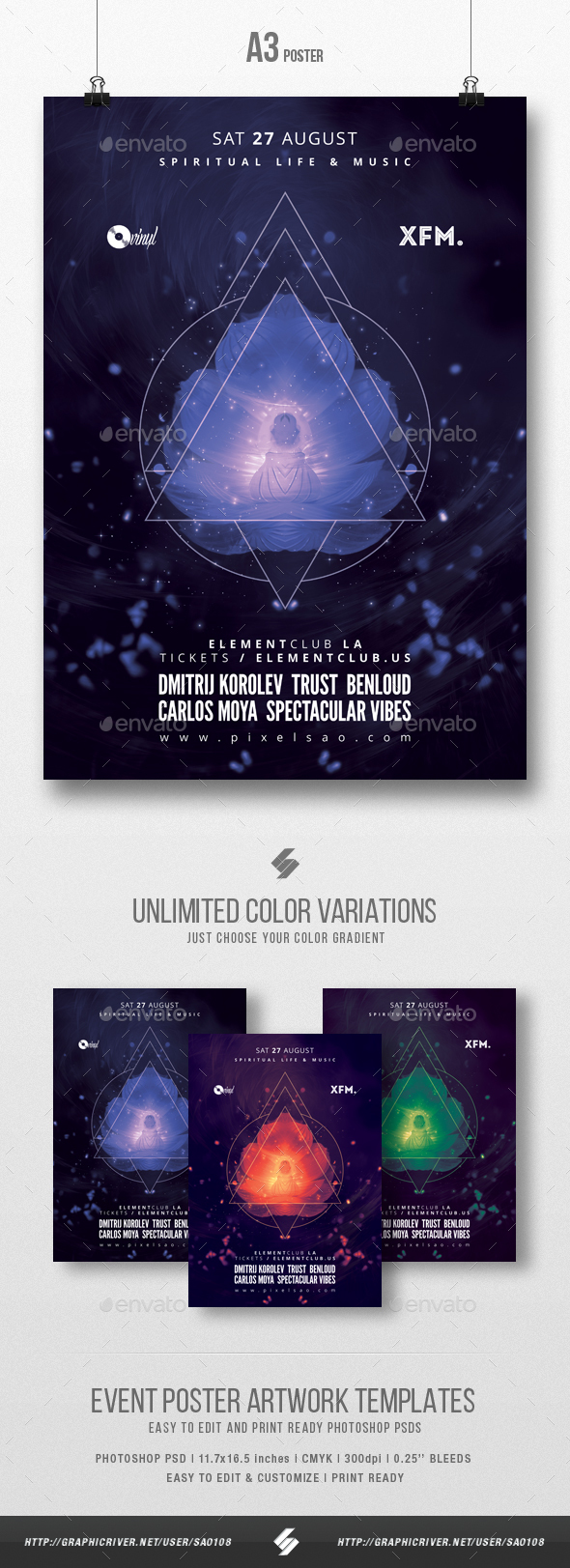 Spiritual Trance - Progressive Party Flyer / Poster Template A3 - Clubs & Parties Events