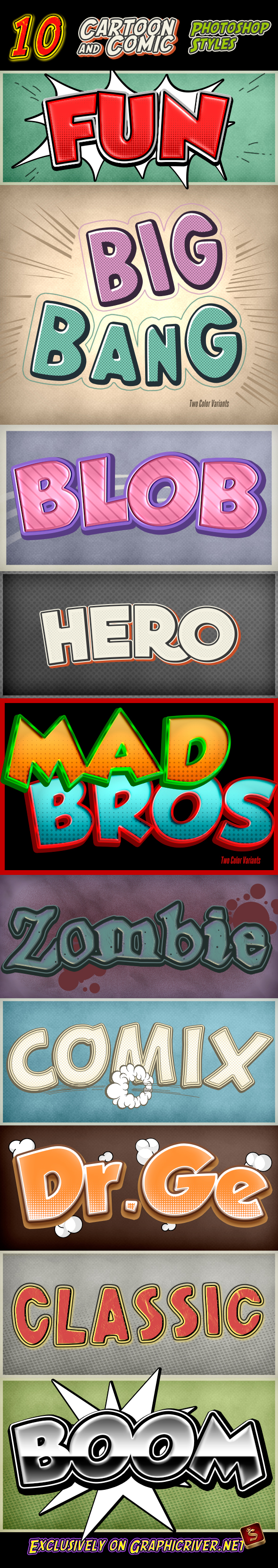 Cartoon and Comic Book Styles - Part 10 - Text Effects Styles