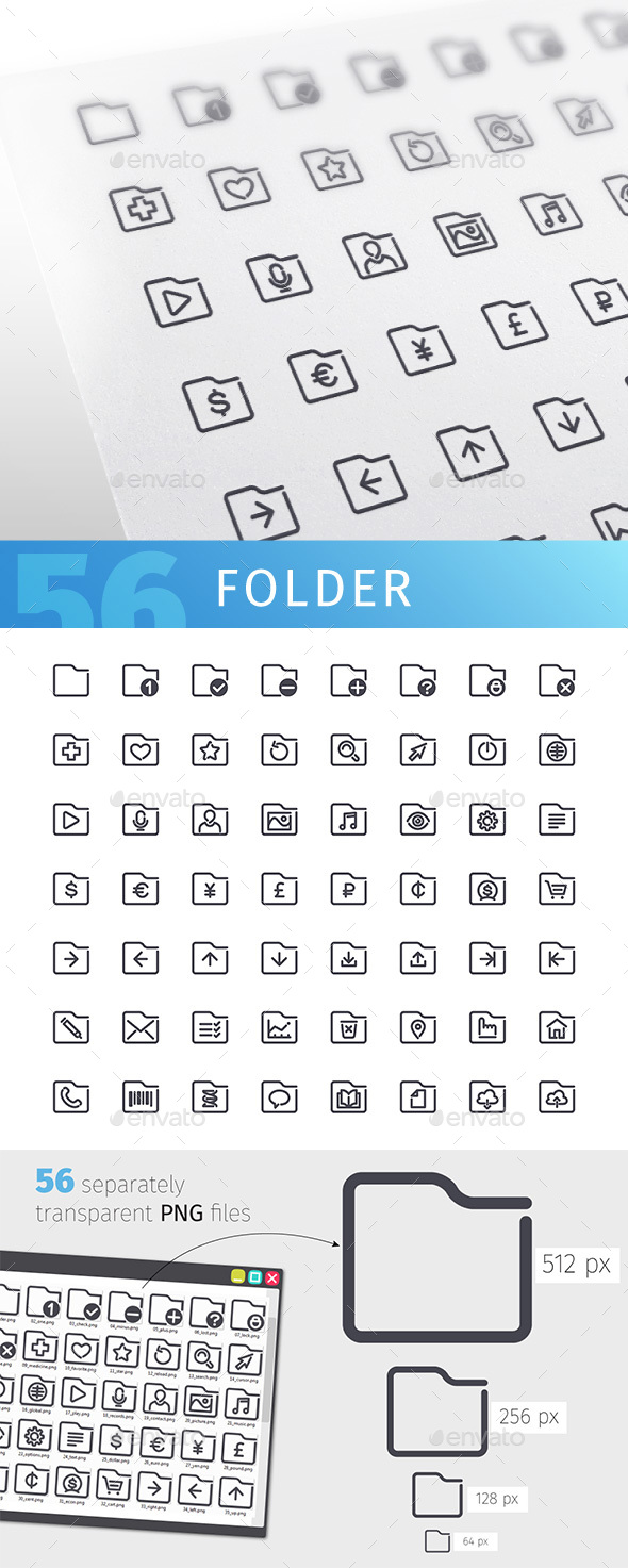 Folder Line Icons Set - Objects Icons